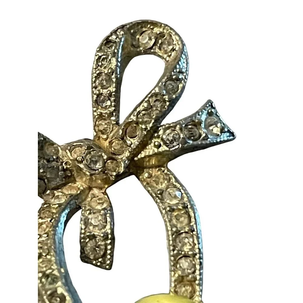 CORO Unsigned Yellow Moonstone Lucite Basket‎ Brooch Rhinestones Vintage READ
